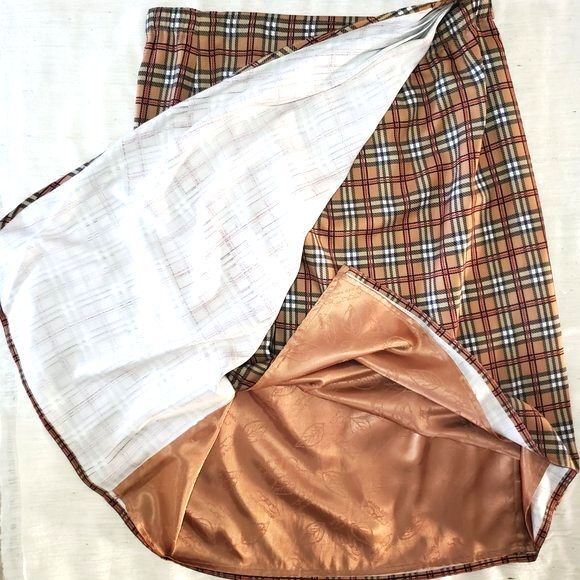 VTG NATURAL ELEMENTS 100% Silk Plaid Matching Skirt Top Tartan Preppy Norm SZ 10 - Picture 5 of 12